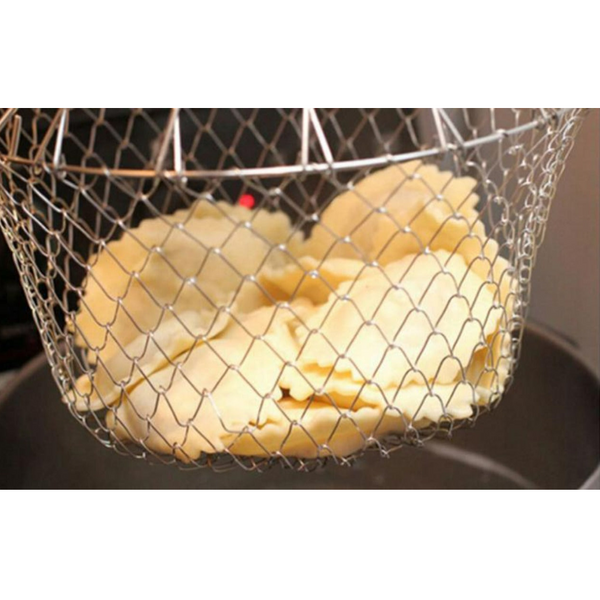 Foldable Multifunctional Steaming Rinsing Frying Chef Basket Strainer