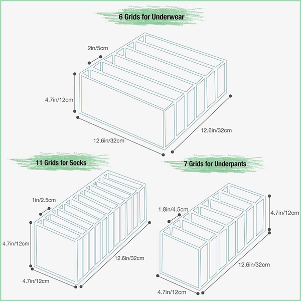 Foldable Drawer Organizer Divider Bra Sock Underwear Storage Closet Wardrobe White With 11 Boxes Closet Organisers