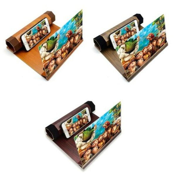 Folding Desk Stand Mobile Phone Display Magnifier 3D Hd Video Deep Brown Mounts & Holders
