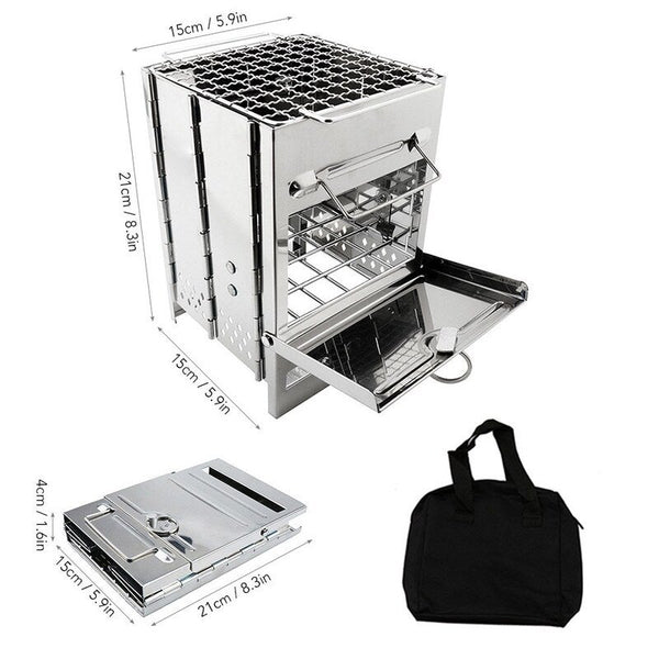 Folding Stainless Steel Backpacking Wood Burning Stove 01 Camping Stoves