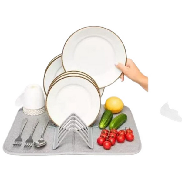 Folding Kitchen Placemats Draining Mats Storage Racks Suitable For Kitchens (Grey) Coasters