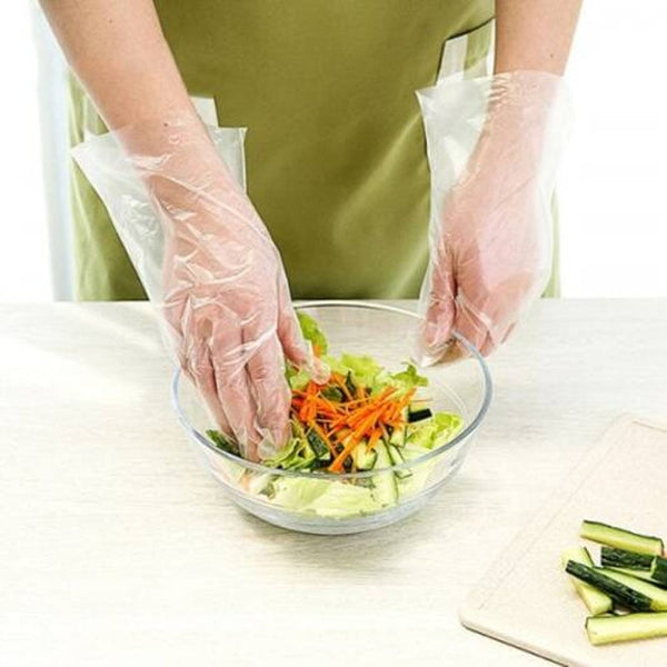 Food Grade Strong Flexibility 100Pcs / Pack Transparent Disposable Gloves