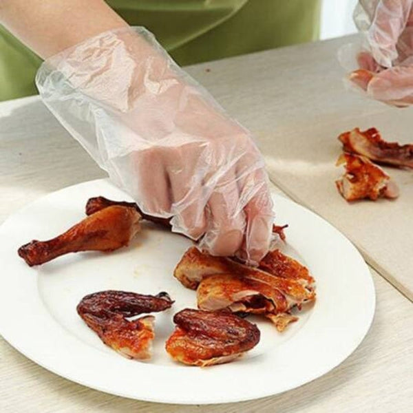 Food Grade Strong Flexibility 100Pcs / Pack Transparent Disposable Gloves