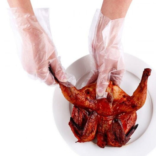 Food Grade Strong Flexibility 100Pcs / Pack Transparent Disposable Gloves