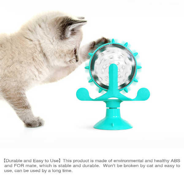 Pet Cat Interactive Feeding Spinning Wheel Leaking Food Dispense Windmill Toy Dog Toys