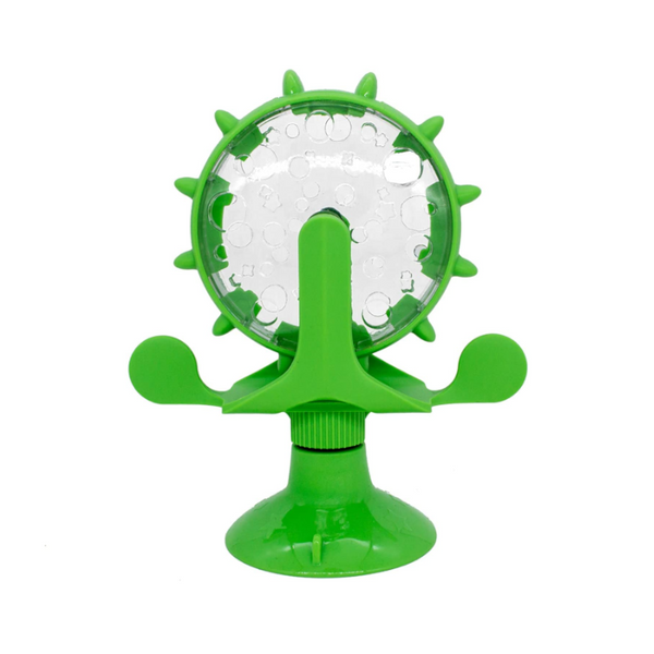 Pet Cat Interactive Feeding Spinning Wheel Leaking Food Dispense Windmill Toy Dog Toys