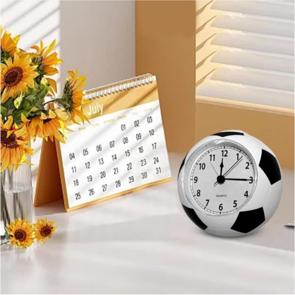 Football Alarm Clock Silent Non Ticking Desk | Kids Bedside Cute Design Easy To Read Analog Display Perfect For Kids' Bedrooms Great Birthday Gift Boy