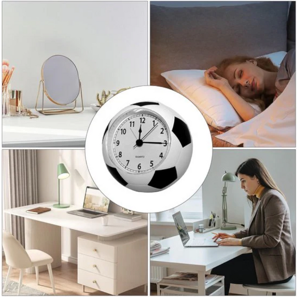 Football Alarm Clock Silent Non Ticking Desk | Kids Bedside Cute Design Easy To Read Analog Display Perfect For Kids' Bedrooms Great Birthday Gift Boy