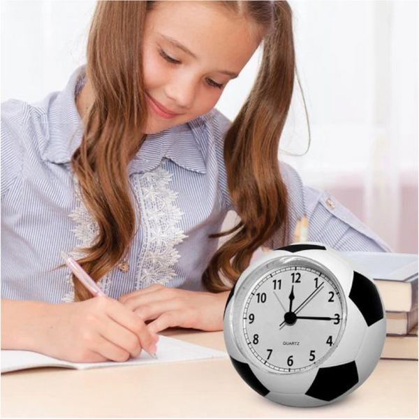 Football Alarm Clock Silent Non Ticking Desk | Kids Bedside Cute Design Easy To Read Analog Display Perfect For Kids' Bedrooms Great Birthday Gift Boy