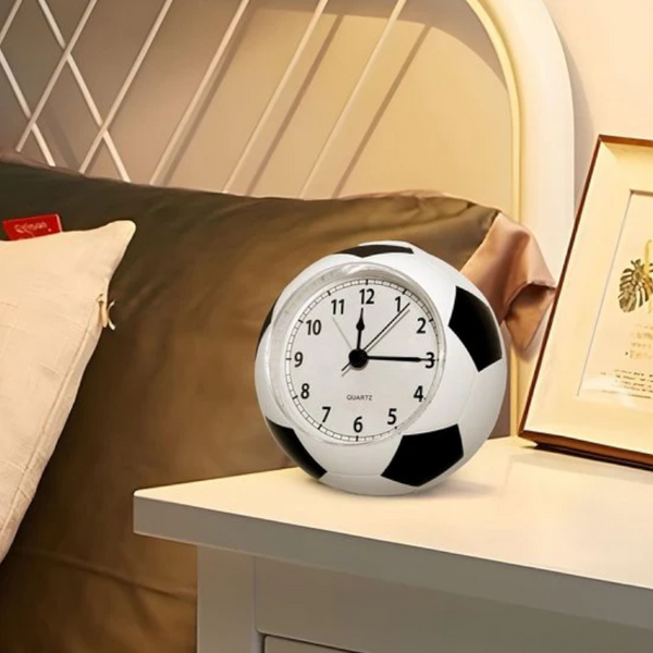 Football Alarm Clock Silent Non Ticking Desk | Kids Bedside Cute Design Easy To Read Analog Display Perfect For Kids' Bedrooms Great Birthday Gift Boy