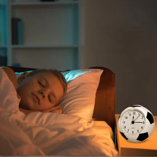 Football Alarm Clock Silent Non Ticking Desk | Kids Bedside Cute Design Easy To Read Analog Display Perfect For Kids' Bedrooms Great Birthday Gift Boy