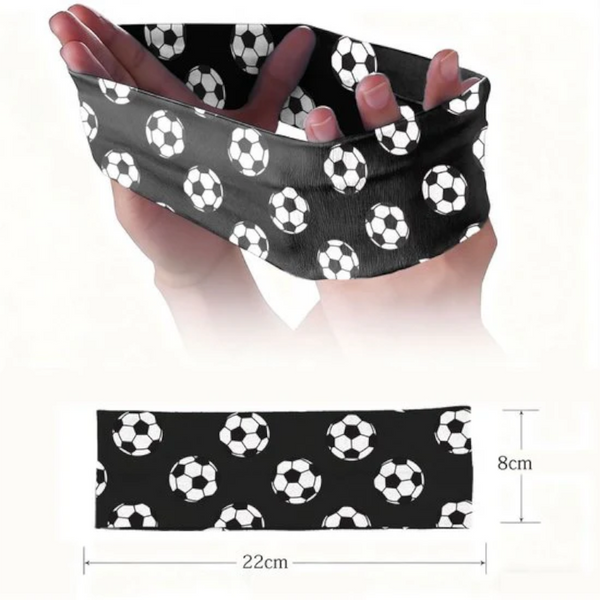 Football Themed Headband Stretchy Printed Set Of 6 Sporty Sweat Wicking & Breathable Wide Brim Hair Accessory Headbands