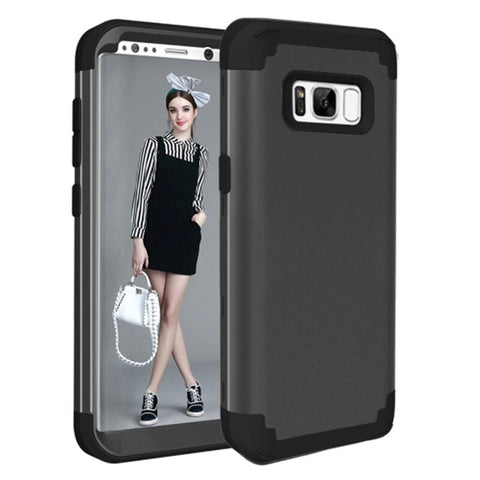 For Galaxy S8 / G9550 Dropproof 3 In 1 No Gap The Middle Silicone Sleeve Mobile Phoneblack