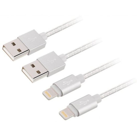 For Iphone Charger2x 3.3Ft 2Pack Premiumto Usb Cable 8 Pin Nylon Braided Charging Silver White