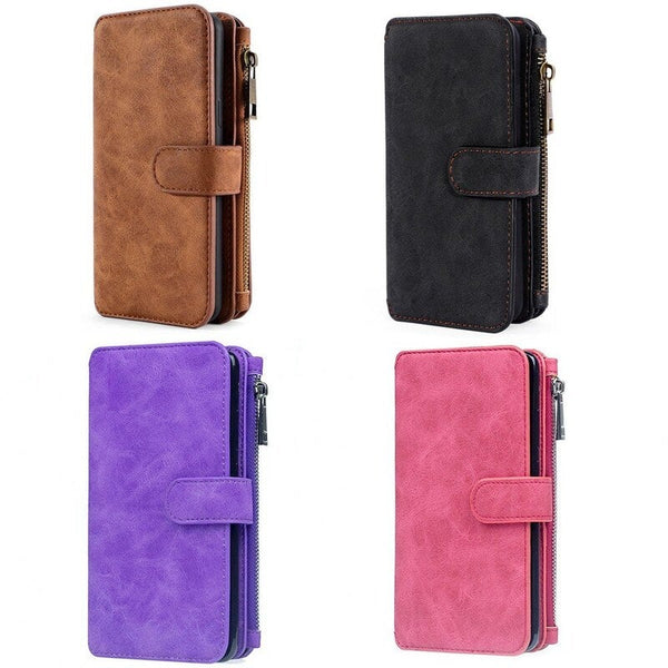 For Samsung Galaxy S8 Multifunction Zipper Wallet Magnet Protective Phone Card Case Detachable Flip Pu Leather Cover Stylish Anti Scratch Purple Cases