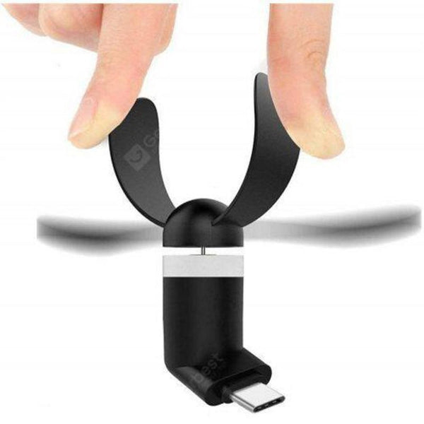 Mini Fan Type C For Power Bank Laptop Pc Ac Charger Portable Hand Black