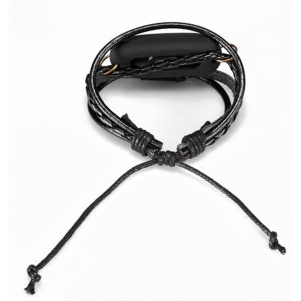 For Xiaomi Mi Band 2 Leather Bracelet Smart Wristband Black Watch Bands