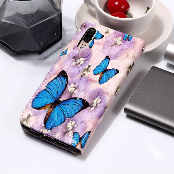 For Huawei P10 Plus Gloss Oil Embossed Purple Butterfly Pattern Horizontal Flip Leather Case With Holder Card Slots Wallet Photo Frame Cases Covers &