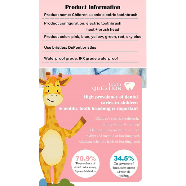 Children Electric Toothbrush Cartoon Pattern Kids Replace Head Ultras Electric Toothbrushes