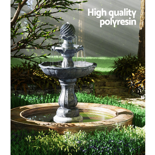 Gardeon 3 Tier Solar Powered Water Fountain Black Outdoor Fountains