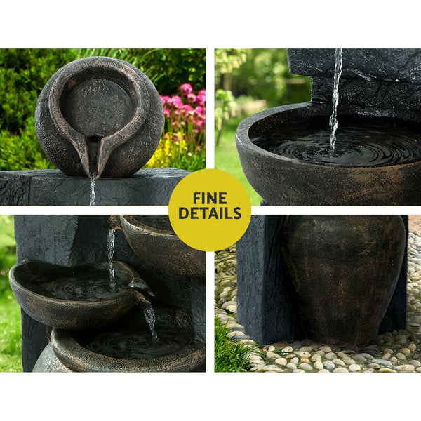Gardeon Solar Water Fountain Features Outdoor 5 Tiered Cascading Bird Bath Decor Outdoor Fountains
