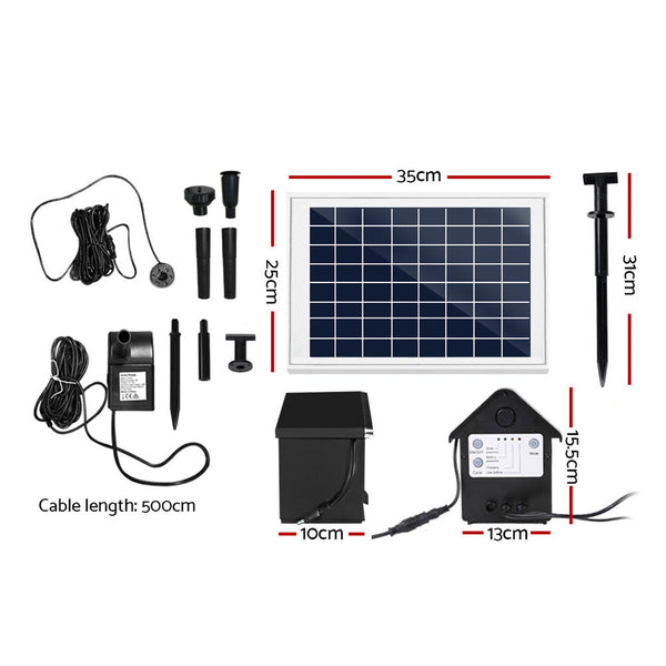 Gardeon Solar Pond Pump Battery Powered Outdoor Led Light Submersible Filter Ponds & Fountain Pumps