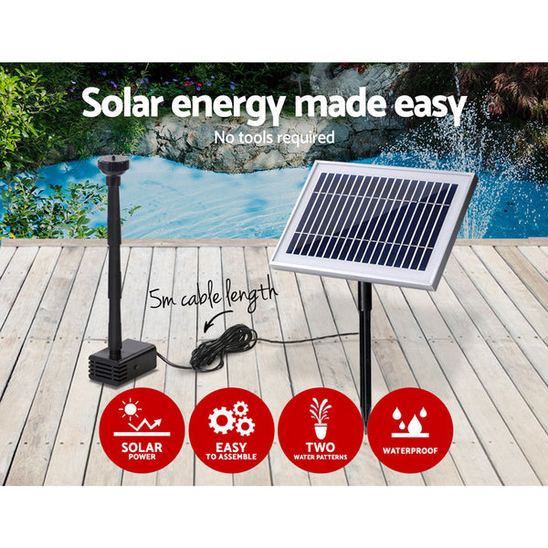 Gardeon Solar Pond Pump Powered Water Outdoor Submersible Fountains Filter 4.6Ft Outdoor Fountains