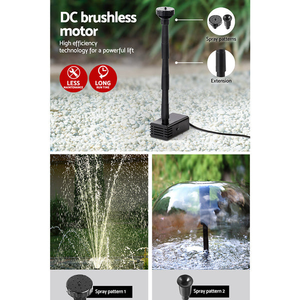 Gardeon Solar Pond Pump Powered Water Outdoor Submersible Fountains Filter 4.6Ft Outdoor Fountains