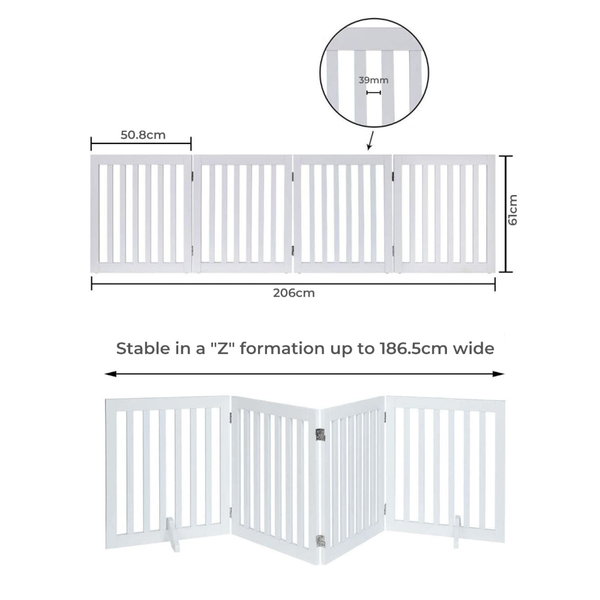 Modern Pets Four Panel Freestanding Dog Gate White Dog Cages