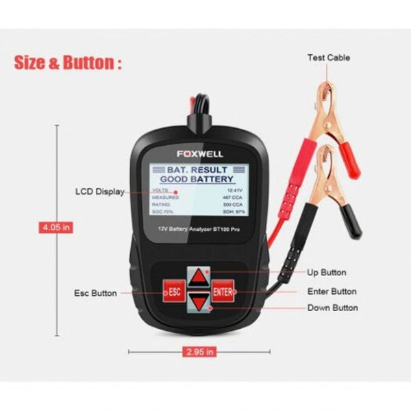 Bt100 Pro 12V Car Battery Tester For Lead Acid Flooded Agm Gel United Kingdom Battery Testers