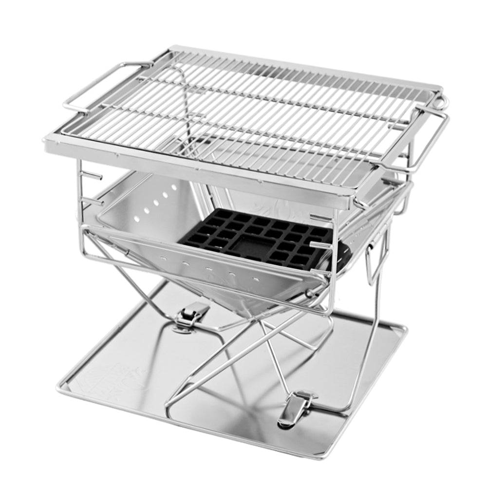 Grillz Camping Fire Pit Bbq Portable Folding Stainless Steel Stove Outdoor Pits Fire Pits