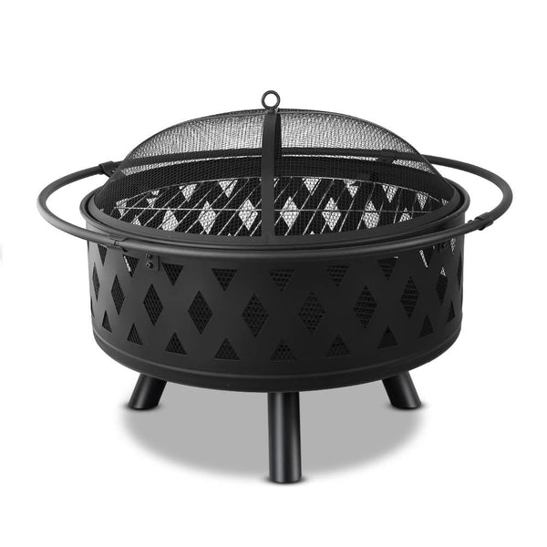 Grillz Fire Pit Bbq Charcoal Ring Portable Outdoor Kitchen Fireplace 32" Barbecues Grills & Smokers