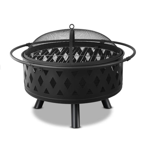 Grillz Fire Pit Bbq Charcoal Ring Portable Outdoor Kitchen Fireplace 32"