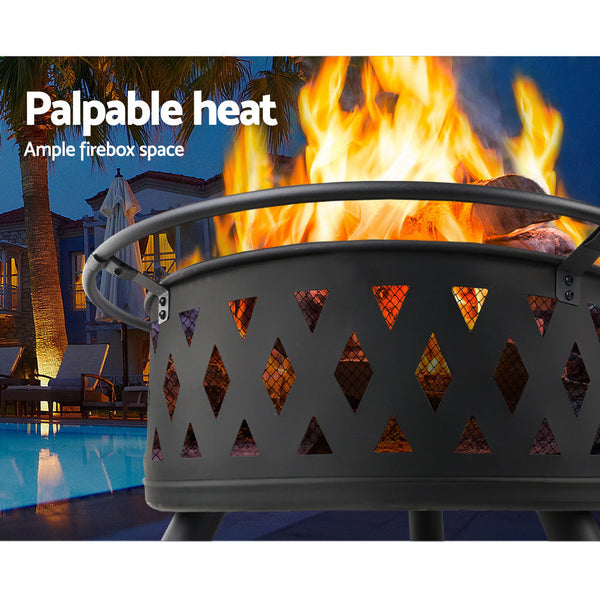 Grillz Fire Pit Bbq Charcoal Ring Portable Outdoor Kitchen Fireplace 32" Barbecues Grills & Smokers