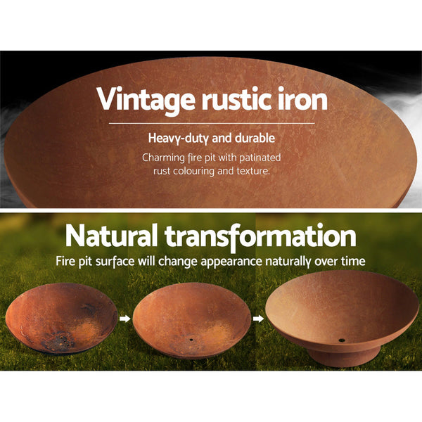 Grillz Fire Pit Bowl Cast Iron Rustic 70Cm Fire Pits