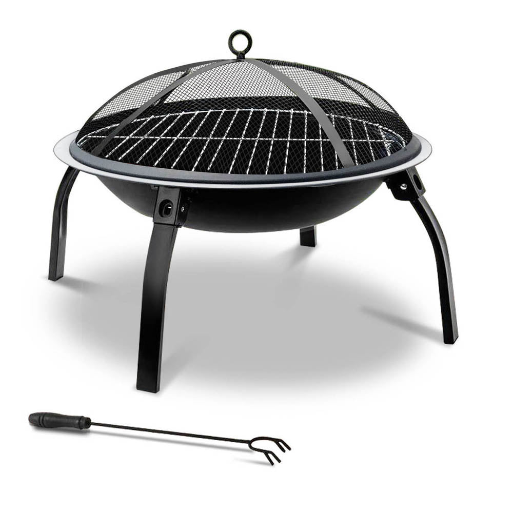 Grillz Fire Pit Bbq Charcoal Smoker Portable Outdoor Camping Pits Patio Fireplace 22" Barbecues Grills & Smokers