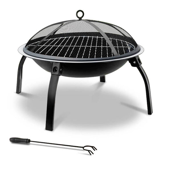 Grillz Fire Pit Bbq Charcoal Smoker Portable Outdoor Camping Pits Patio Fireplace 22" Barbecues Grills & Smokers