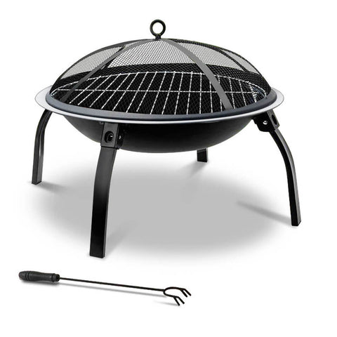 Grillz Fire Pit Bbq Charcoal Smoker Portable Outdoor Camping Pits Patio Fireplace 22"