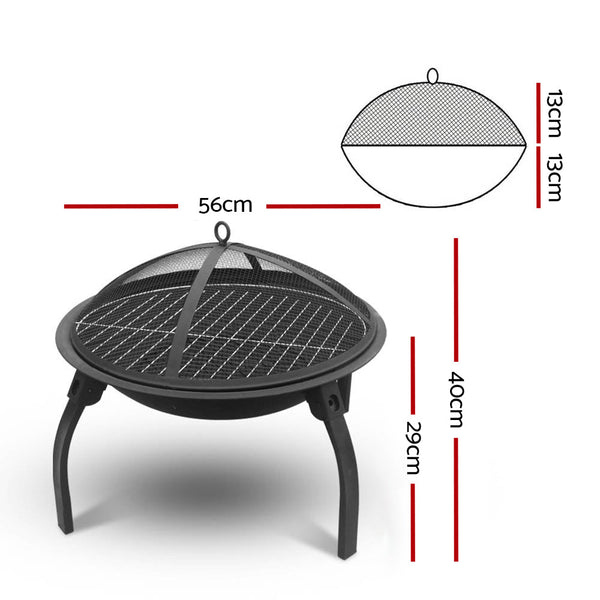Grillz Fire Pit Bbq Charcoal Smoker Portable Outdoor Camping Pits Patio Fireplace 22" Barbecues Grills & Smokers