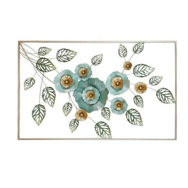 Style Floral Iron Art In Frame 3D Metal Wall Decorations Wall Art