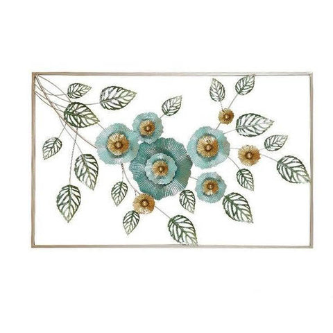 European Style Floral Iron Art In Frame 3D Metal Wall Home Decorations