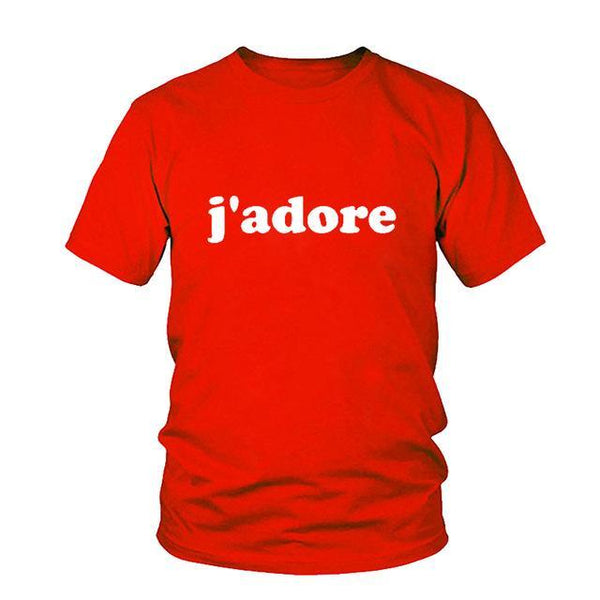 French J'adore T Shirt Tops