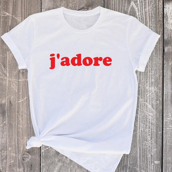 French J'adore T Shirt Tops