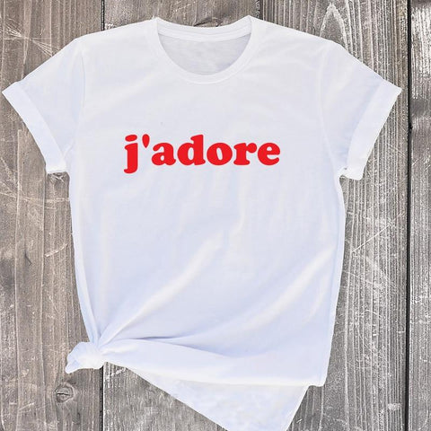 French J'adore T Shirt Tops