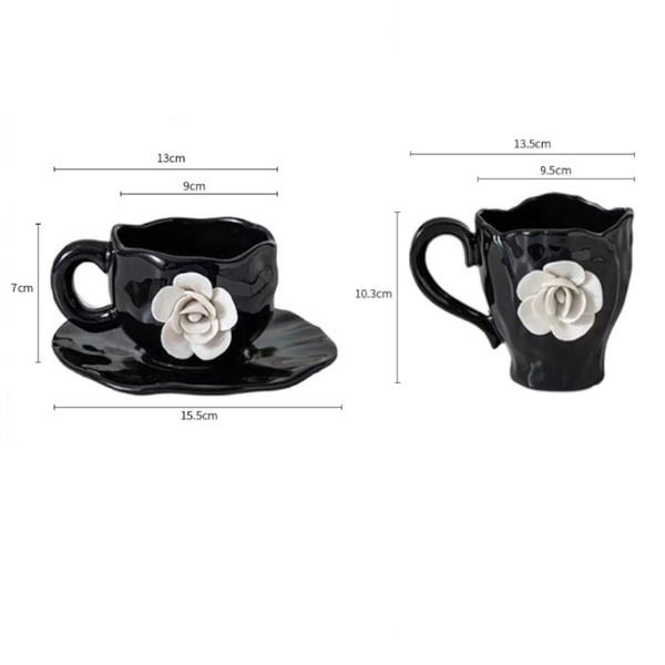 French Breakfast Milk Office Mug Ceramic Tea Tableware Underglaze Black Cup Mugs