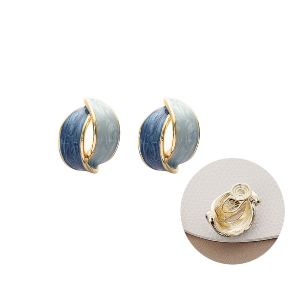 Veile Studios French Color Block Blue For Women Retro Earrings