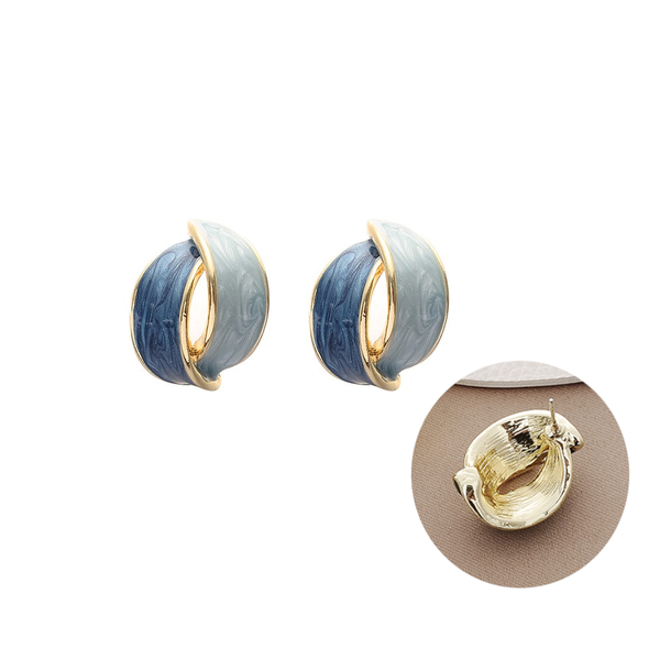 Veile Studios French Color Block Blue For Women Retro Earrings