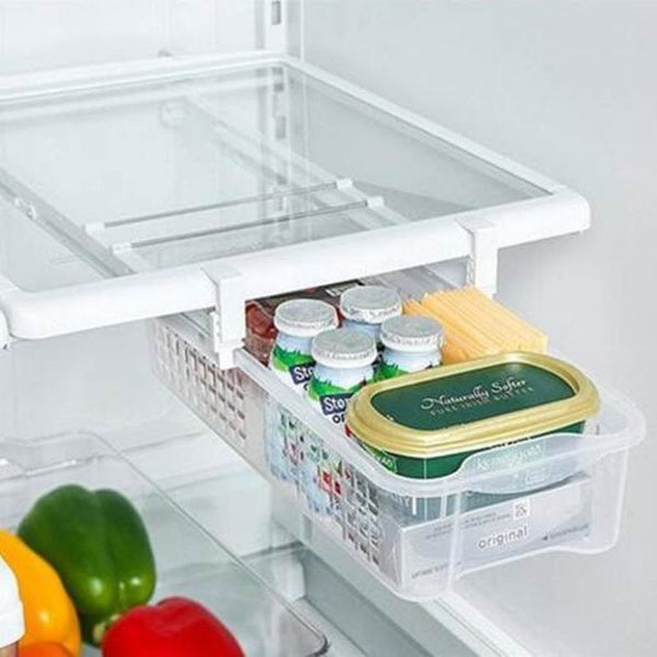 Fridge Mate Refrigerator Eggs Fruits Vegetables Pull Out Drawer Bin Storage Box White Food Storage Containers