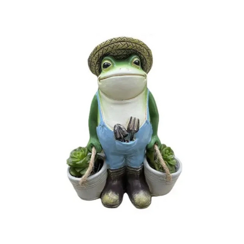 Ornaments & Statues Frog Bucket Resin Flower Pot Fun Small Animal Decoration Outdoor Garden Statue Ornament Lawn Yard