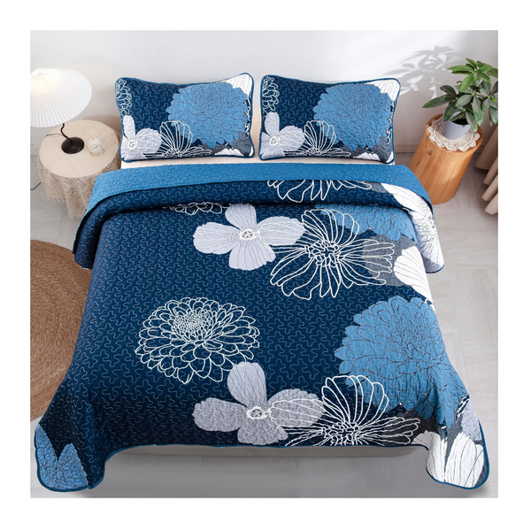 Frosted Magnolia Chic Blue 3 Pc Comforter & Pillow Cover Set King Comforter Sets Queen
